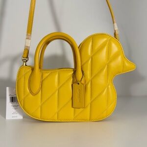 COACH RUNWAY Canary Yellow Quilted Duck-Shaped Bag in Brass